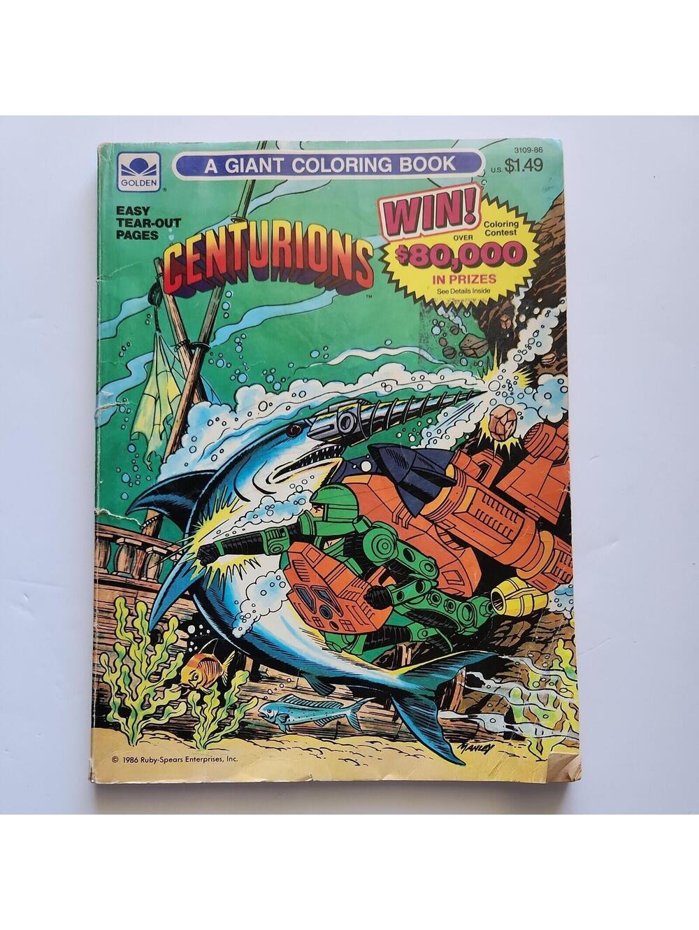 VINTAGE CENTURIONS Giant Coloring Book #3109-86 Golden/Ruby Spears 1986